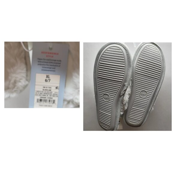 Youth Girls Cat & Jack XL 6/7 Slippers Sequin Silver Lane Scuff Slip Ons - Picture 2 of 2